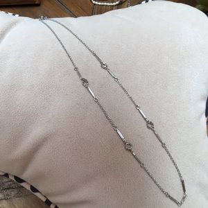 Small design silver necklace of bars and links 18”